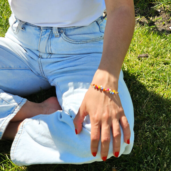 Bracelet coloré et élégant en acier inoxydable doré