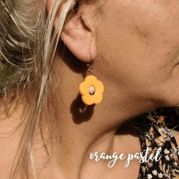 boucles fleur orange pastel