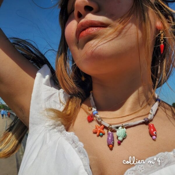 Collier charm's tendance coloré, estival, mignon et coloré - breloques en céramique