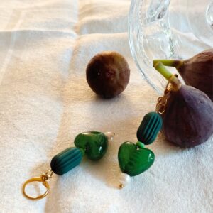 Boucles d’oreilles Sorbet Menthe – cœurs verts